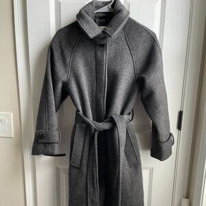 Abercrombie Wool-Blend Gray Herringbone Trench Coat - NWT